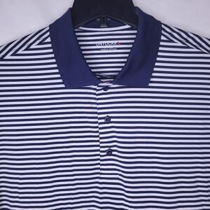 Untuckit Polo Shirt Mens Large Striped Navy, White Cronos Feeder 35580
